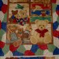 Suitcase Teddy Bear Family Baby Kids Quilt Top 60" Fabric Panel