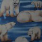 Cranston VIP White Polar Bears Toss or Applique on Blue Fat Quarter FQ Cotton Quilt Fabric