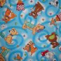 Timeless Treasures Dog Toss on Blue 2+ Yard Cotton Quilt Fabric Remnant
