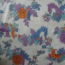 Jungle Animal Toss on White Muslin 35" wide by 3 3/8+ Yard Quilt Fabric Remnant