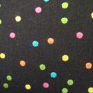 Neon Dots Embroidered on Black Woven 2 3/8+ Yards 54" Wide Fabric Remnant