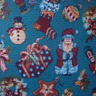Bolt End Peter Pan Christmas Memories Tapestry-Look Toss on Turquoise Quilting Fabric
