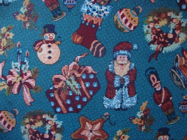 Bolt End Peter Pan Christmas Memories Tapestry-Look Toss on Turquoise Quilting Fabric