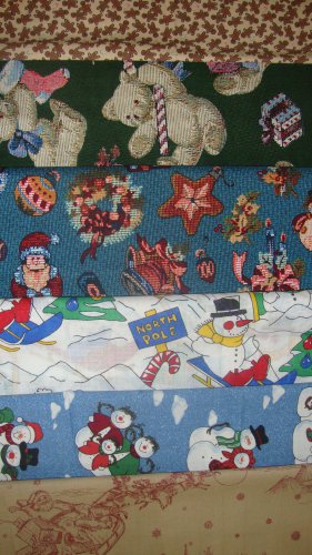 Kids Theme Christmas Design Strips / Scrap Bag Cotton 1/2 pound Holiday Fabric Lot