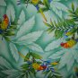BTY Parrots Birds on Tropical Tonal Green Cotton Quilt Fabric By the Yard