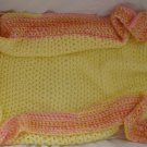 Handmade Pink & Yellow Soft Knit Crib Blanket Swaddling Wrap for a Special Baby Girl