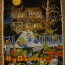 Mr Hob Goblin's Pumpkin Patch Haunted House Halloween Wall Hanging Fabric Panel by Maywood Studios