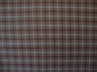 Tan & Brown Plaid Double Sided Cotton Homespun Flannel Fabric Fat Quarter FQ