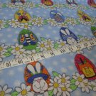 BTY Bunny Hop Easter Eggs Basket Daisies Kids Cotton Fabric by Whole Country Caboodle By the Yard