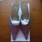 Formal Dressy Diamante Satin Silver Slip-ons Mules