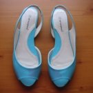 Light Bright Blue Slingback Peeptoe Sandals