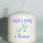 6 Baby Shower Custom Favors Votive Candles Blue Footprints Personalized