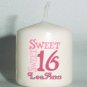 set of 6 Sweet Sixteen Birthday Votive Candles Custom Favors or Add to Gift baskets Personalized