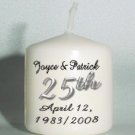 25th ANNIVERSARY set of 6 Votive Candles Custom Favors or Add to Gift baskets Personalized