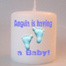 Baby Shower Blue Footprints Small Pillar Candles Custom Favors Add to Gift baskets Personalized