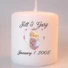 Wedding Couple Bridal Shower Small Pillar Candles Custom Favors Add to Gift baskets Personalized