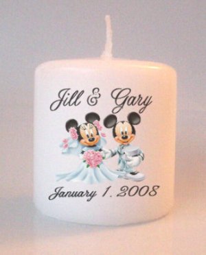 Wedding Mickey Minnie Bridal Shower Small Pillar Candles Custom Favors Add to Gift baskets