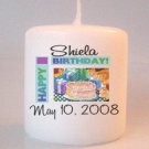 Happy Birthday Small Pillar Candles Custom Favors Add to Gift baskets Personalized
