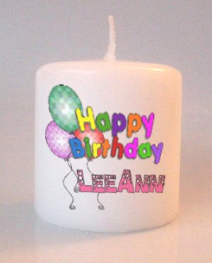 Birthday Balloons Small Pillar Candles Custom Favors Add to Gift baskets Personalized
