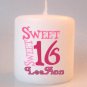 Sweet 16 Birthday Small Pillar Candles Custom Favors Add to Gift baskets Personalized