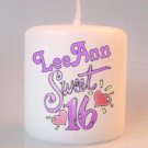 Birthday Sweet 16  Small Pillar Candles Custom Favors Add to Gift baskets Personalized