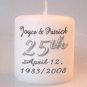 25th Anniversary Small Pillar Candles Custom Favors Add to Gift baskets Personalized