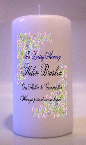 MEMORIAL Pastel Wild Flowers 6 inch Pillar Candles Custom Personalized