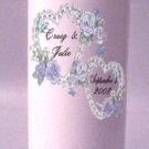 UNITY Blue Hearts 9 inch Pillar Candles Wedding Custom Personalized