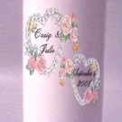 UNITY Pink Hearts 9 inch Pillar Candles Wedding Custom Personalized