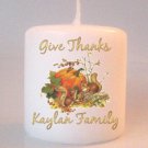Thanksgiving Fall Small Pillar Candles Custom Favors Add to Gift baskets Personalized