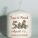 5th ANNIVERSARY set of 6 Votive Candles Custom Favors or Add to Gift baskets Personalized