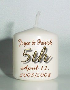 5th ANNIVERSARY set of 6 Votive Candles Custom Favors or Add to Gift baskets Personalized