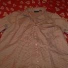 Plus Size pink button up with black stripes - 1x