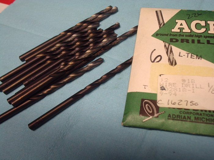 New Old Stock ACE #18 Wire Drills Pack of 12 FREE SHIPPING 226d