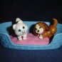 Vintage 1992 Littlest Pet Shop Kenner Playful Puppies With Bed 3 Food Dishes Brush Newspaper