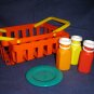 Vintage Fisher Price Pretend Fun Food Chompin Chicken Animal Crackers Ice Cream Milk Bottles Basket