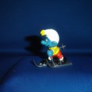 Rare Complete Vintage 1978 Skier Skiing Super Smurf With Skis and Ski Poles 40205 Schleich PVC