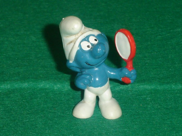 Vintage Smurfs 1972 Vanity Smurf With Mirror 20017 PVC By Schleich W Berrie