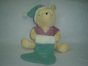 Disney Store Exclusive Holiday Plush Winnie the Pooh With 1999 Christmas Stocking