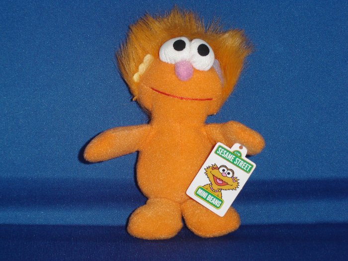 New W Tags Orange Zoe Beanie Baby Mini Beans From Sesame Street 5 Inches