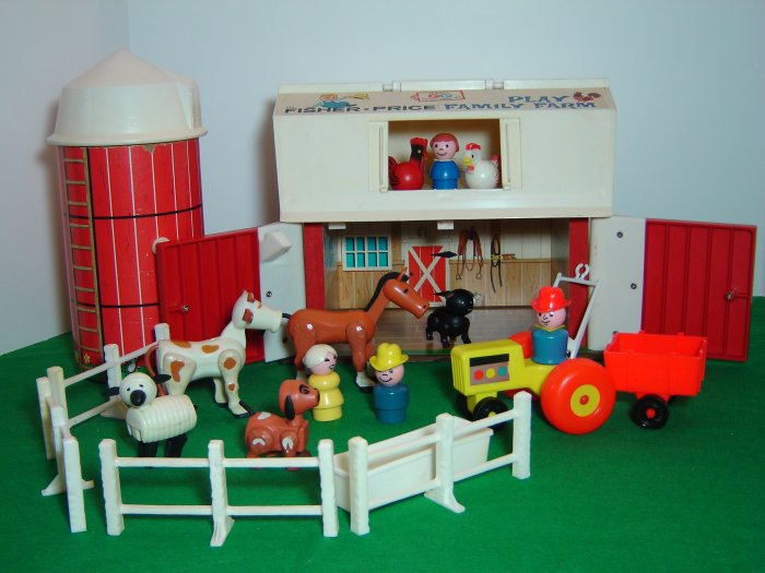 Vintage Fisher Price Little People Farm Barn 915 Complete Animals ...