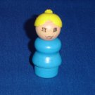 Vintage Fisher Price Little People Wood Blue Mom Yellow Hair FP LP