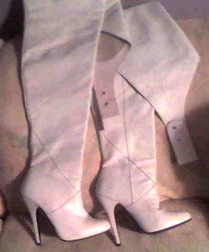 Vintage White Leather Chap Boots
