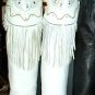 IBINKA White Leather Mocassin Fringe Thigh High Boots