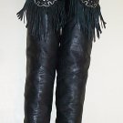 WILD PAIR Black Leather Fringe Thigh High Boots Sz 8