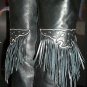 WILD PAIR Black Leather Fringe Thigh High Boots Sz 8