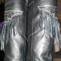 WILD PAIR Black Leather Fringe Thigh High Boots Sz 8