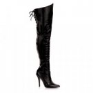 Black Leather 5 Inch Thigh Boot W/Lacing sz 8