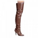 Brown Leather 4 Inch Pull-On Thigh Boot Sz 7