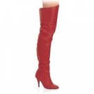 Red Leather 4 Inch Pull-On Thigh Boot Sz 7